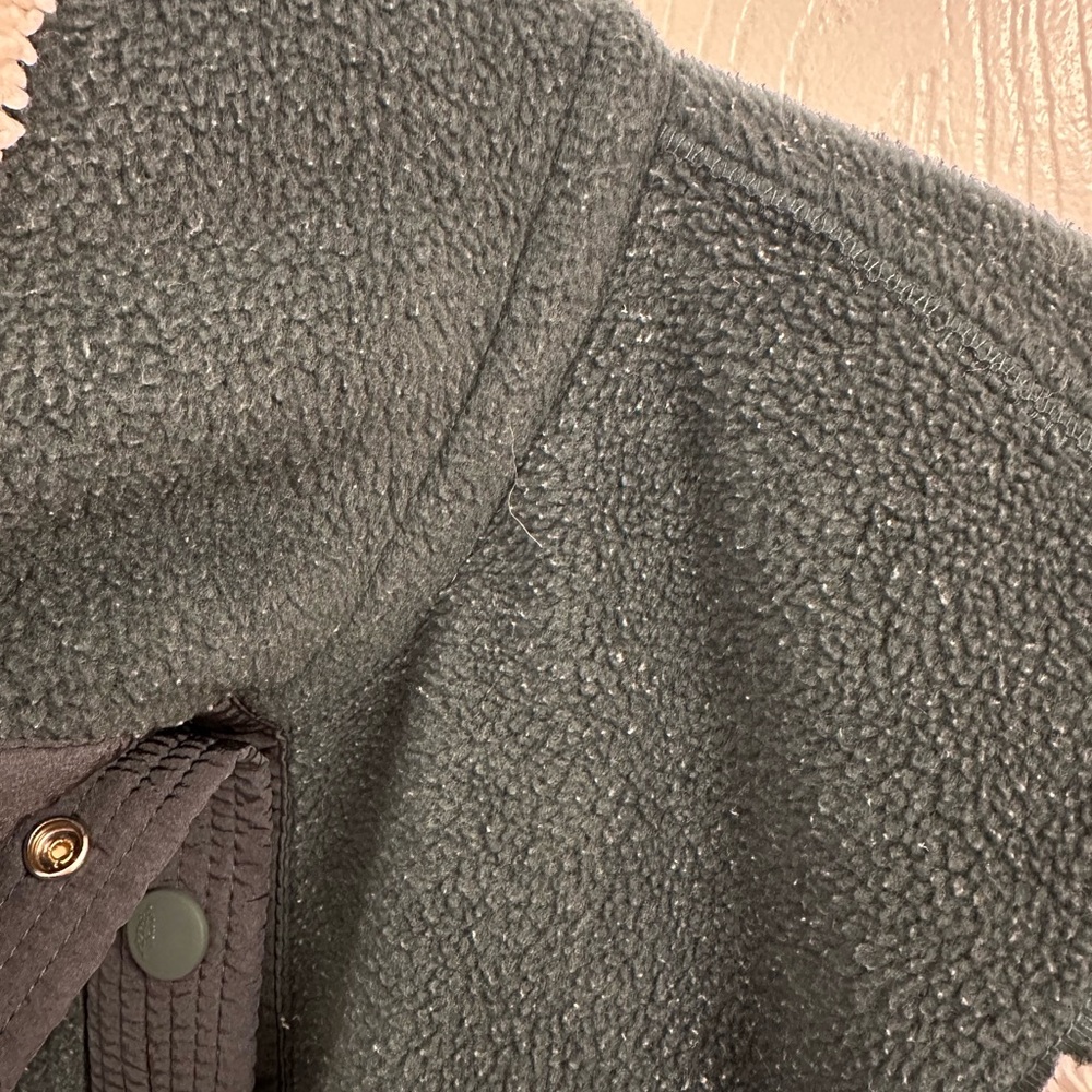 FREE PEOPLE Sherpa Jacket With Cream and Green